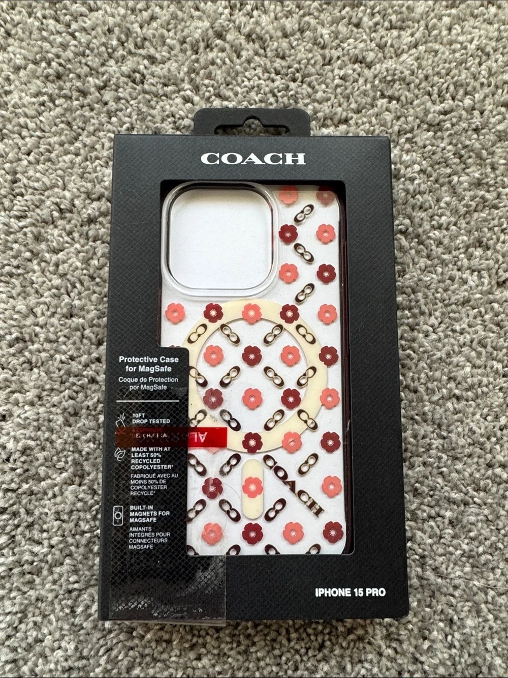 COACH iPhone 15 Pro MagSafe Case Floral Chain Print NIB